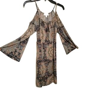 Veronica M Cold Shoulder Dress, Size XS,‎ Bohemian Mandala Print Fairy Romantic